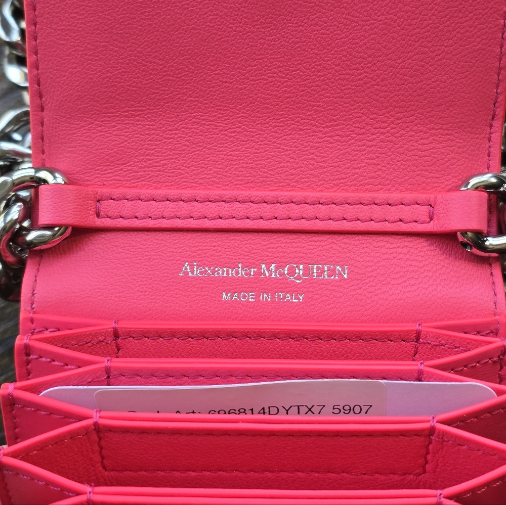 ‼️SOLD‼️NWOT Alexander McQueen Four Ring Micro Bag- Pink Calfskin Leather - Picture 5 of 8